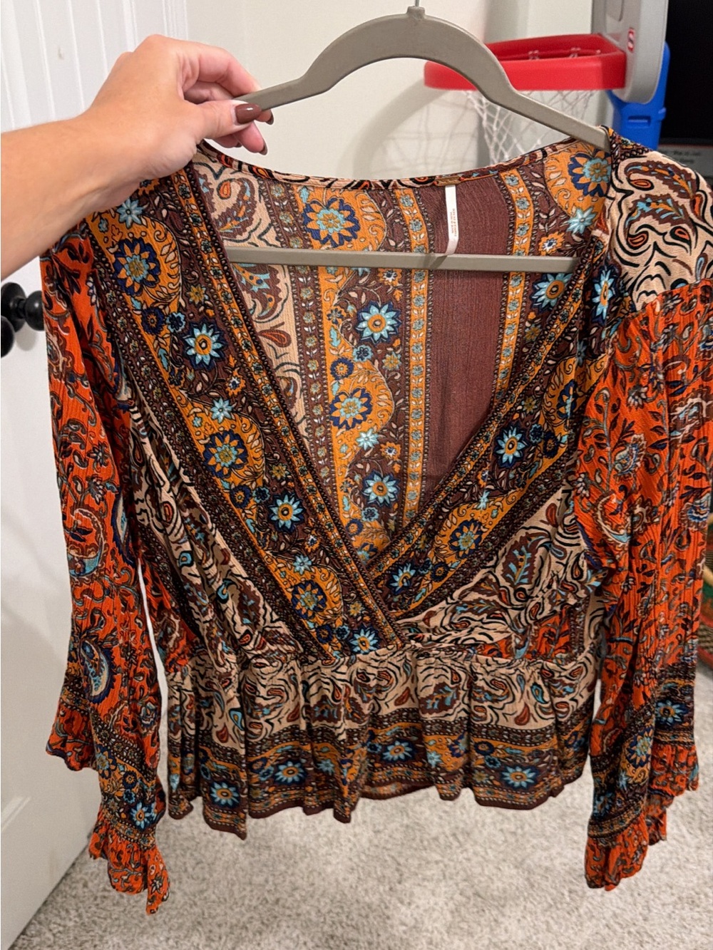 Altar'd State Orange, Brown & Blue Boho Wrap Tunic